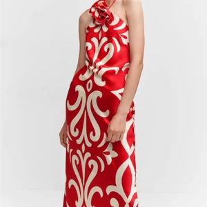 Mango - Gorgeous satin red halter dress.